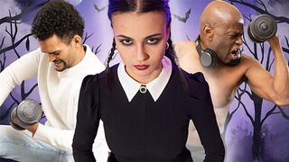 Biotch on Wednesday hotwife on her mate with a gigantic ebony weenie