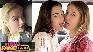 Red-hot girl/girl venture in the back of the taxi