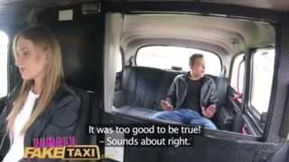 Youthfull dude ravaging Angel Piaff's moist pruning vag in a fake taxi