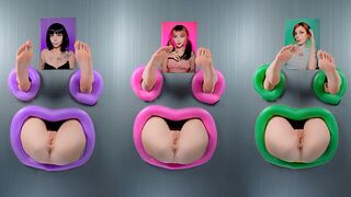 Pummeling trio teen slots via the wall