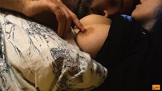 Super-hot smooches and jug slurping for a teenie with ideal puffies