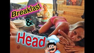 Breakfast fellatio and nasty triple at the campsite