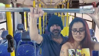 College girl damsel gets humped by a stranger on the bus from behind!