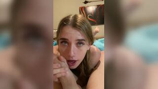 Glorious nubile female deep throats off her stepbrother