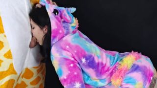 Kate Koss - Costumed lady deep throats fuckpole