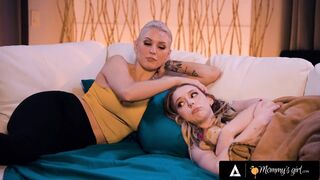 Lily Larimar lightly frightens her caring stepmom Kenzie Taylor during a video