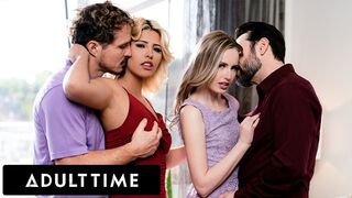 ADULT TIME - Scarlett Sage trades spouse with Spanish beauty Carlita Ray for a super-naughty swinger 4some!