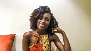 Smirking ebony pretty baby point of view audition rock hard boinked