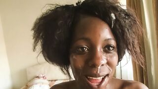 Dark-hued hotty gets a face sheer pleasure after a raunchy assfuck audition