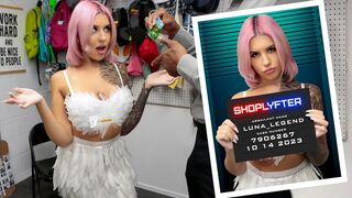 Wondrous nubile gets caught stealing candy in Halloween costume at the supermarket