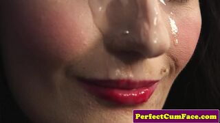 Provocative lace bombshell with a meaty dosage of face