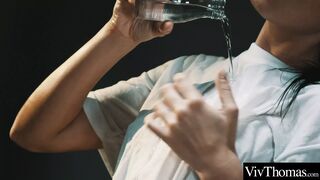 Mind-blowing chocolate-colored hair oiling each other steamy and sixty-nine-